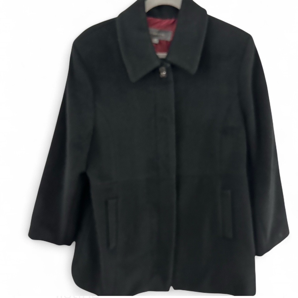 Liz Claiborne‎ Black Wool Coat with Silver Button